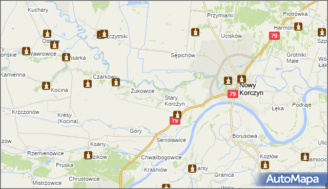 mapa Stary Korczyn, Stary Korczyn na mapie Targeo