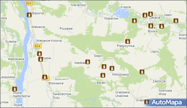 mapa Stasin gmina Józefów nad Wisłą, Stasin gmina Józefów nad Wisłą na mapie Targeo