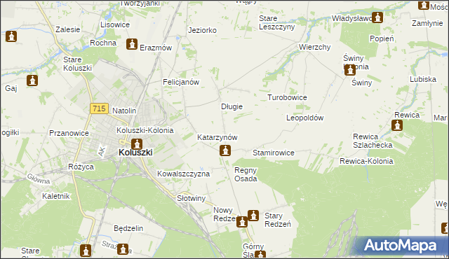 mapa Stefanów gmina Koluszki, Stefanów gmina Koluszki na mapie Targeo