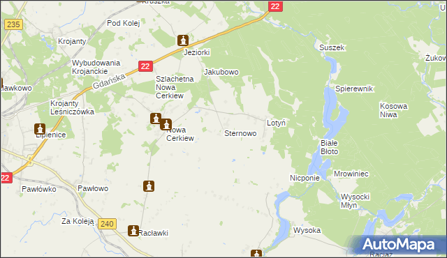 mapa Sternowo, Sternowo na mapie Targeo