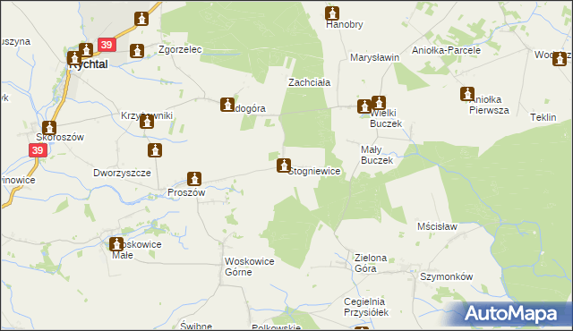 mapa Stogniewice, Stogniewice na mapie Targeo