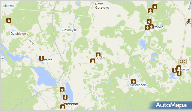 mapa Stoki gmina Pszczew, Stoki gmina Pszczew na mapie Targeo