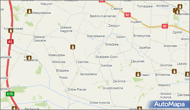mapa Stradzew-Górki, Stradzew-Górki na mapie Targeo