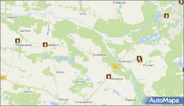 mapa Stradzewo gmina Choszczno, Stradzewo gmina Choszczno na mapie Targeo