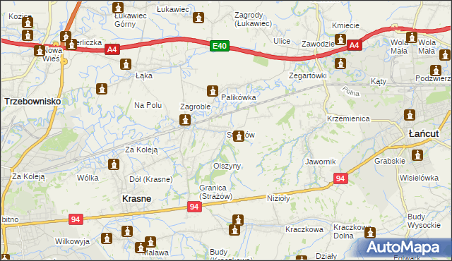 mapa Strażów, Strażów na mapie Targeo