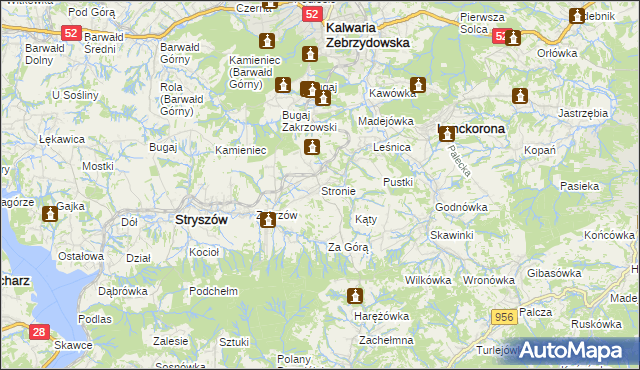 mapa Stronie gmina Stryszów, Stronie gmina Stryszów na mapie Targeo