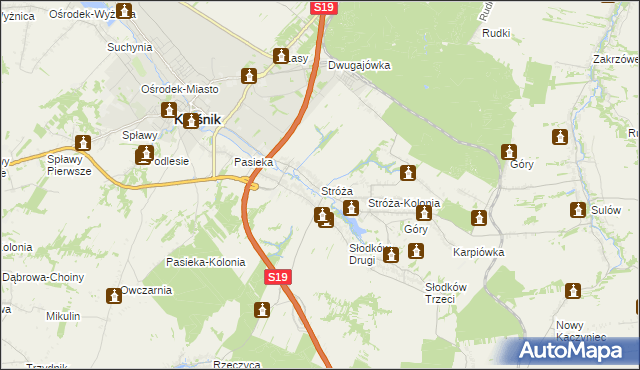 mapa Stróża gmina Kraśnik, Stróża gmina Kraśnik na mapie Targeo