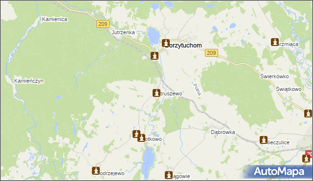 mapa Struszewo, Struszewo na mapie Targeo