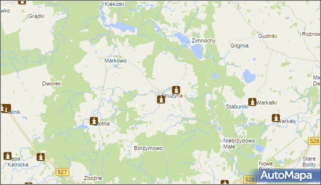 mapa Strużyna gmina Morąg, Strużyna gmina Morąg na mapie Targeo