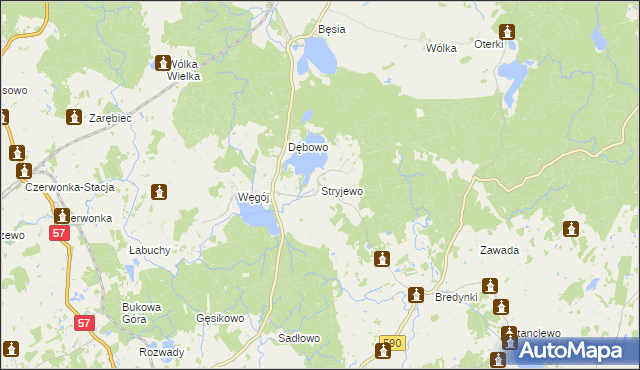 mapa Stryjewo, Stryjewo na mapie Targeo