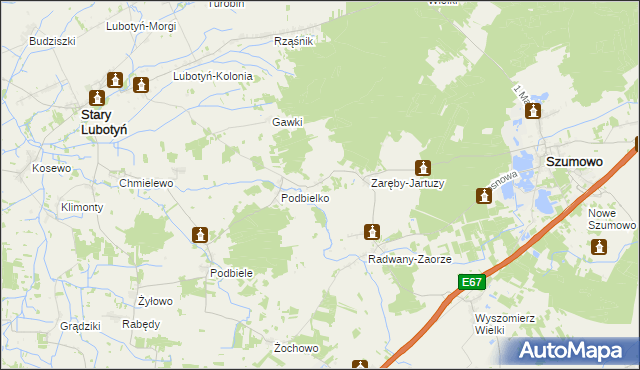 mapa Stryjki gmina Szumowo, Stryjki gmina Szumowo na mapie Targeo