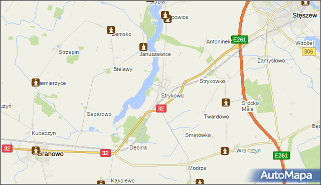 mapa Strykowo, Strykowo na mapie Targeo