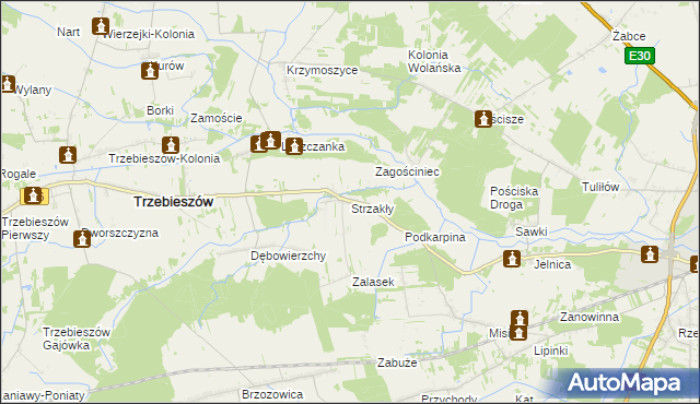 mapa Strzakły, Strzakły na mapie Targeo