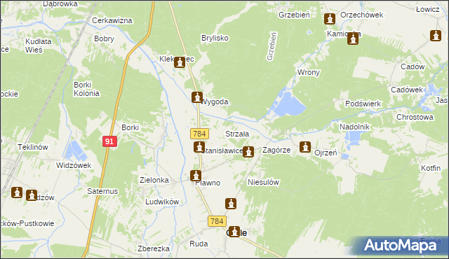 mapa Strzała gmina Gidle, Strzała gmina Gidle na mapie Targeo
