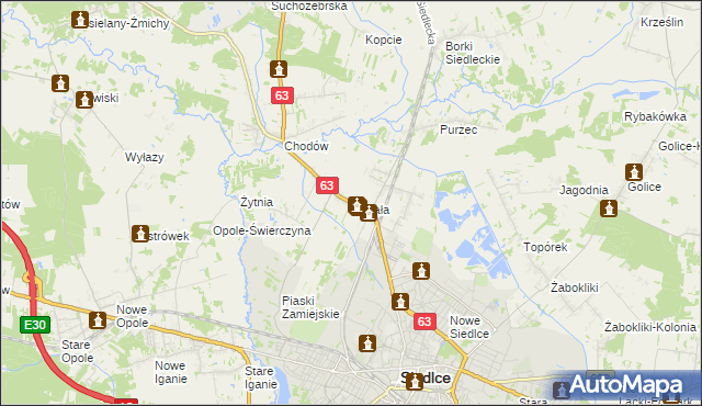 mapa Strzała gmina Siedlce, Strzała gmina Siedlce na mapie Targeo