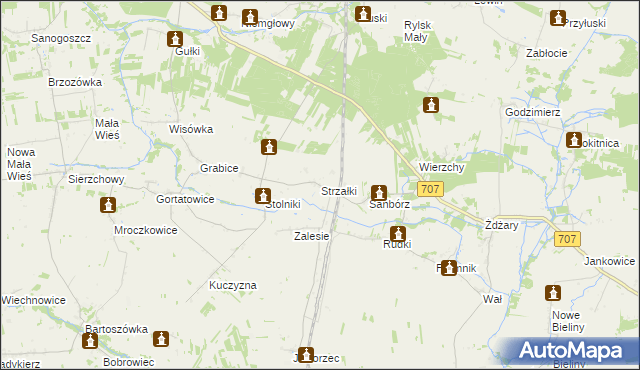 mapa Strzałki gmina Nowe Miasto nad Pilicą, Strzałki gmina Nowe Miasto nad Pilicą na mapie Targeo