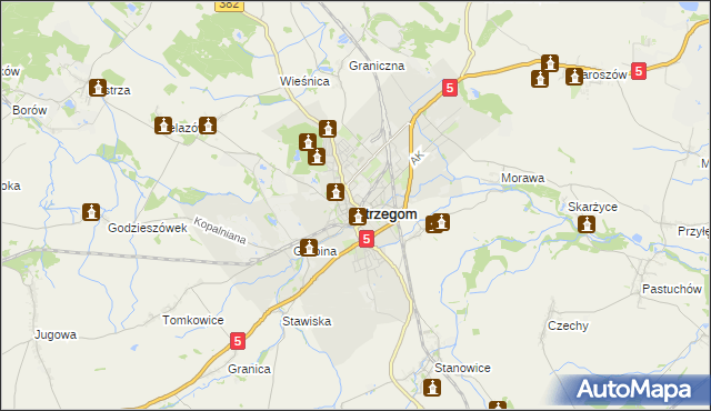 mapa Strzegom powiat świdnicki, Strzegom powiat świdnicki na mapie Targeo