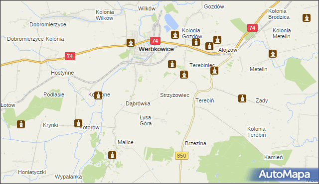 mapa Strzyżowiec gmina Werbkowice, Strzyżowiec gmina Werbkowice na mapie Targeo