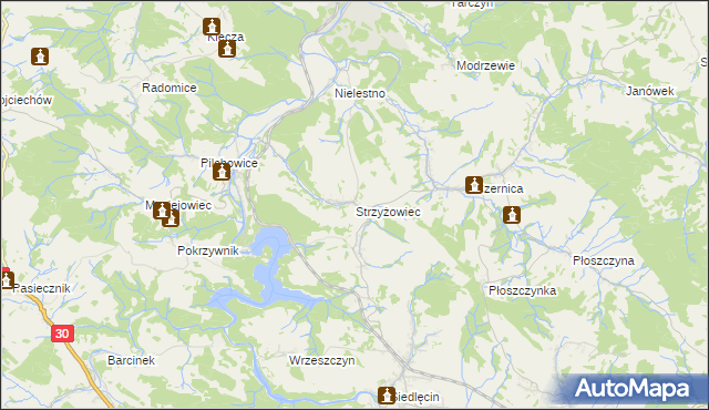 mapa Strzyżowiec gmina Wleń, Strzyżowiec gmina Wleń na mapie Targeo