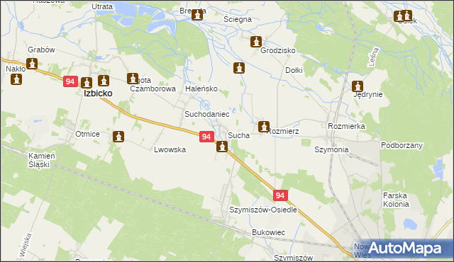 mapa Sucha gmina Strzelce Opolskie, Sucha gmina Strzelce Opolskie na mapie Targeo