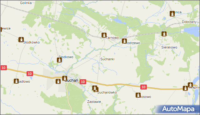 mapa Suchanki, Suchanki na mapie Targeo