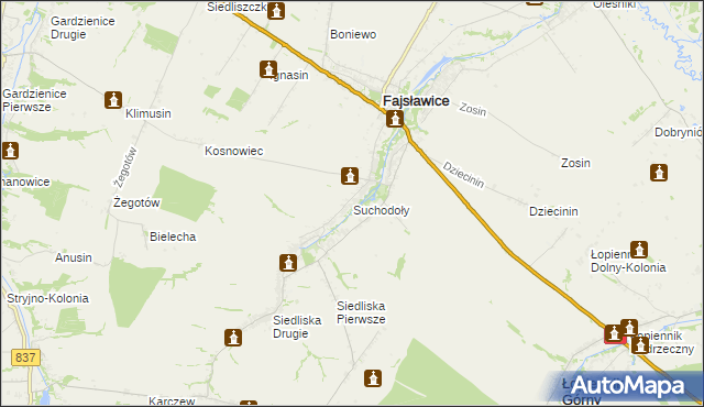 mapa Suchodoły gmina Fajsławice, Suchodoły gmina Fajsławice na mapie Targeo
