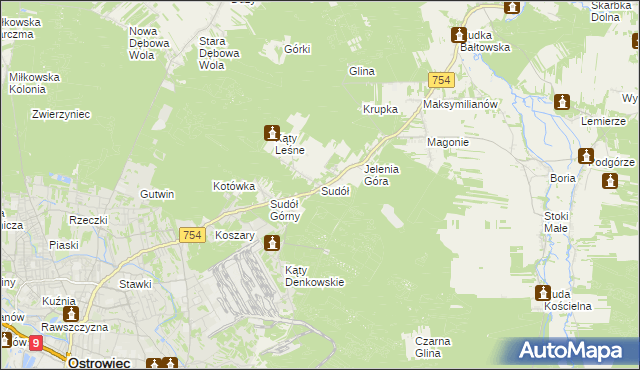 mapa Sudół gmina Bodzechów, Sudół gmina Bodzechów na mapie Targeo