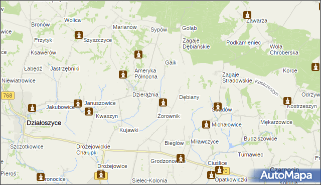 mapa Sudół gmina Działoszyce, Sudół gmina Działoszyce na mapie Targeo