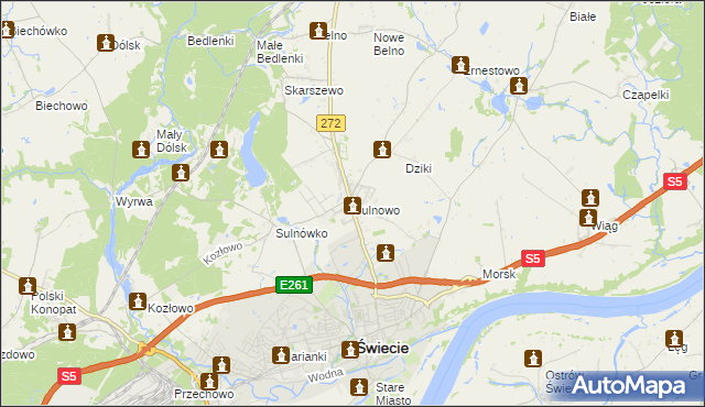 mapa Sulnowo, Sulnowo na mapie Targeo