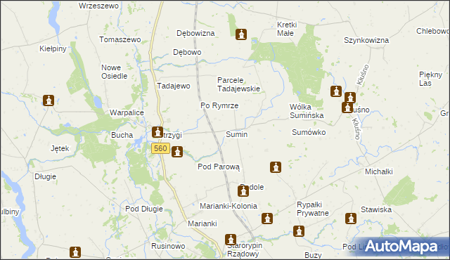 mapa Sumin gmina Osiek, Sumin gmina Osiek na mapie Targeo
