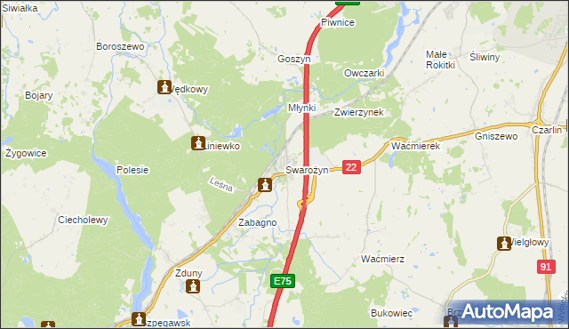 mapa Swarożyn, Swarożyn na mapie Targeo