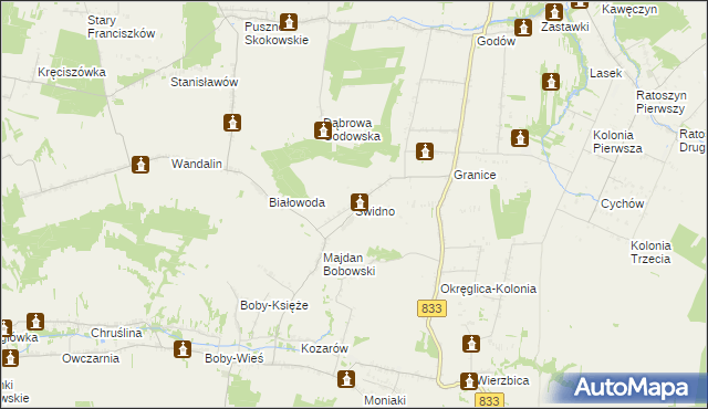 mapa Świdno gmina Chodel, Świdno gmina Chodel na mapie Targeo