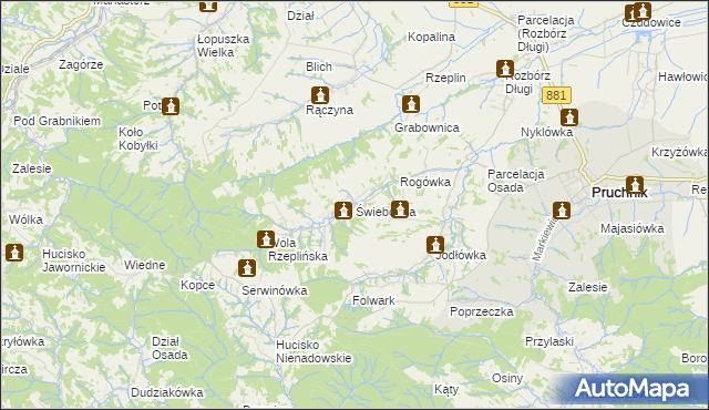 mapa Świebodna, Świebodna na mapie Targeo