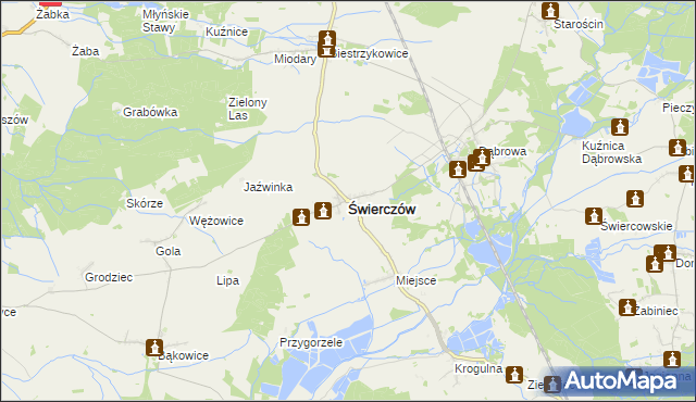 mapa Świerczów powiat namysłowski, Świerczów powiat namysłowski na mapie Targeo