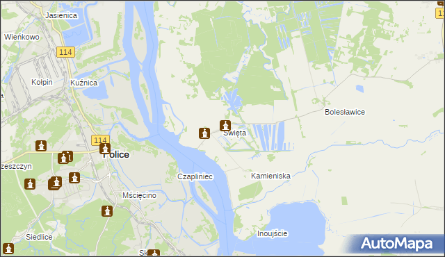 mapa Święta gmina Goleniów, Święta gmina Goleniów na mapie Targeo