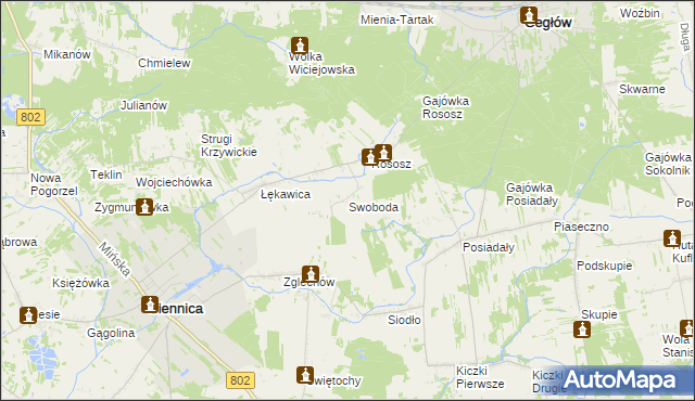 mapa Swoboda gmina Siennica, Swoboda gmina Siennica na mapie Targeo