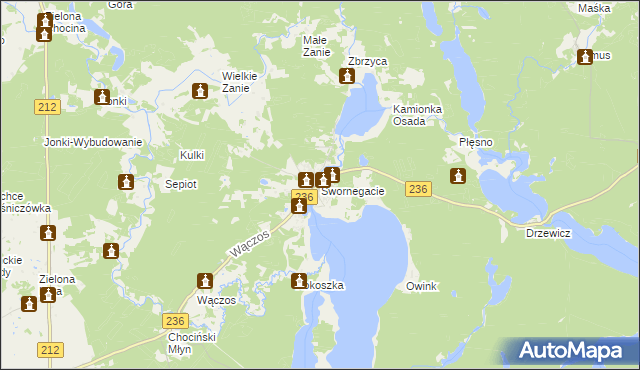 mapa Swornegacie, Swornegacie na mapie Targeo