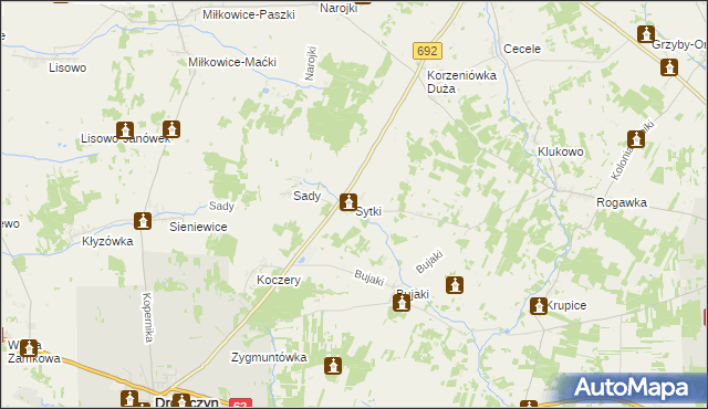 mapa Sytki, Sytki na mapie Targeo