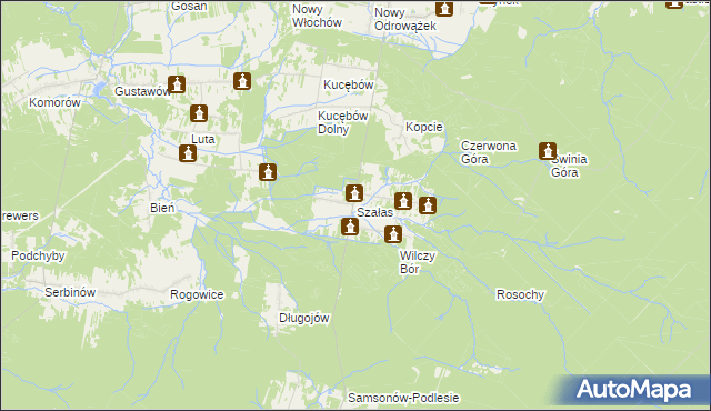mapa Szałas gmina Zagnańsk, Szałas gmina Zagnańsk na mapie Targeo