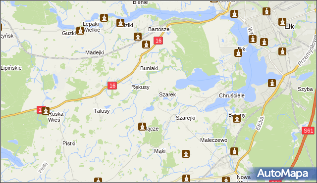 mapa Szarek gmina Ełk, Szarek gmina Ełk na mapie Targeo