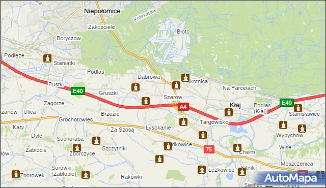 mapa Szarów gmina Kłaj, Szarów gmina Kłaj na mapie Targeo