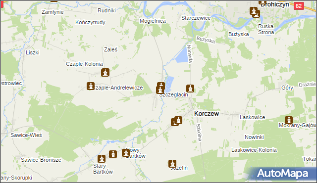 mapa Szczeglacin, Szczeglacin na mapie Targeo