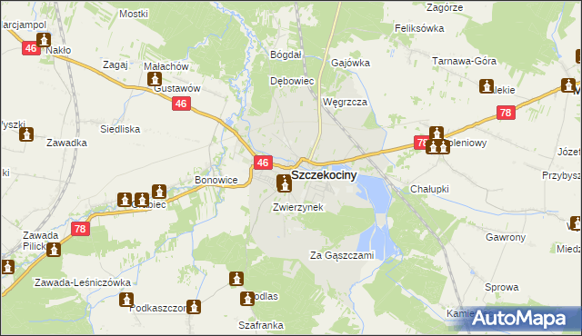 mapa Szczekociny, Szczekociny na mapie Targeo