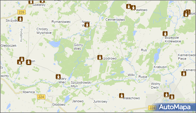 mapa Szczodrowo gmina Skarszewy, Szczodrowo gmina Skarszewy na mapie Targeo
