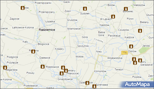 mapa Szczytniki gmina Proszowice, Szczytniki gmina Proszowice na mapie Targeo
