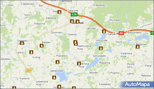 mapa Szemudzka Huta, Szemudzka Huta na mapie Targeo