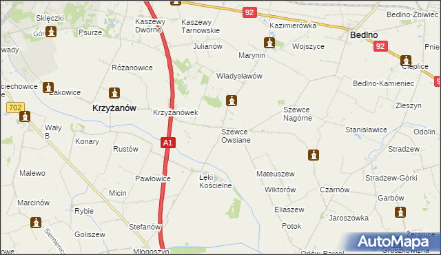 mapa Szewce Owsiane, Szewce Owsiane na mapie Targeo