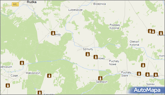 mapa Szmurły, Szmurły na mapie Targeo