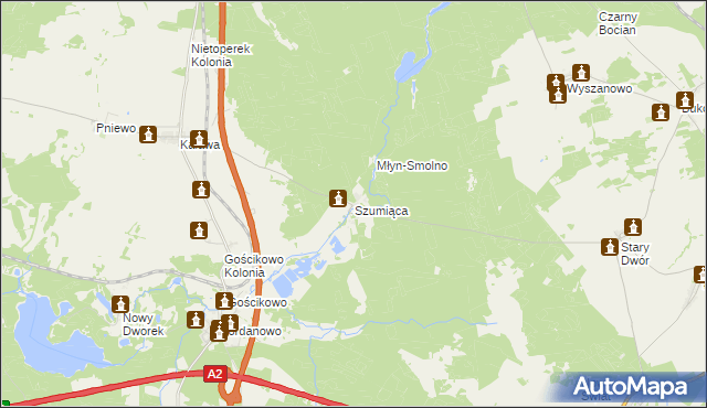 mapa Szumiąca gmina Międzyrzecz, Szumiąca gmina Międzyrzecz na mapie Targeo