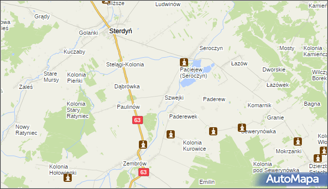 mapa Szwejki gmina Sterdyń, Szwejki gmina Sterdyń na mapie Targeo